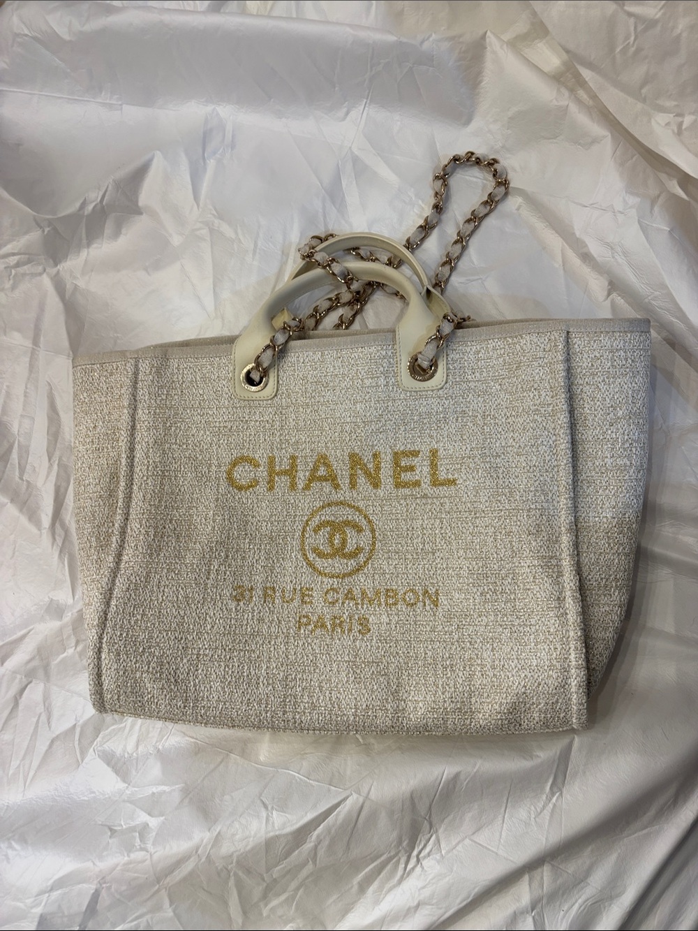 FLASH 🔥🔥🔥 today only !Chanel Deauville Tote LARGE Mixed Fibers